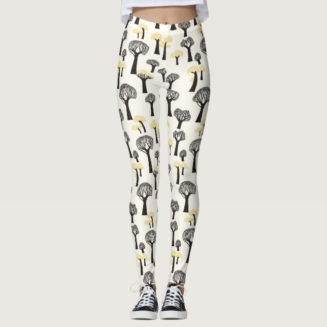 Leggings Patrón de árbol de baobab caprichoso (Anverso)