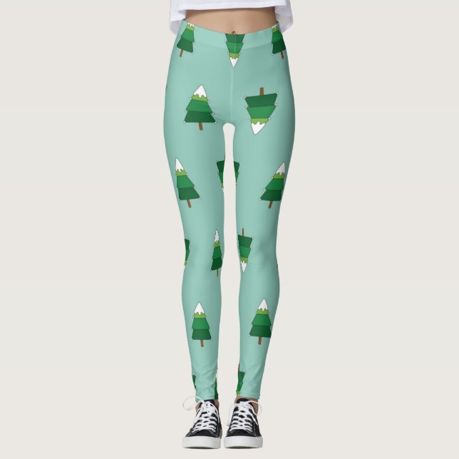 Leggings patrón de árbol de Navidad (Anverso)