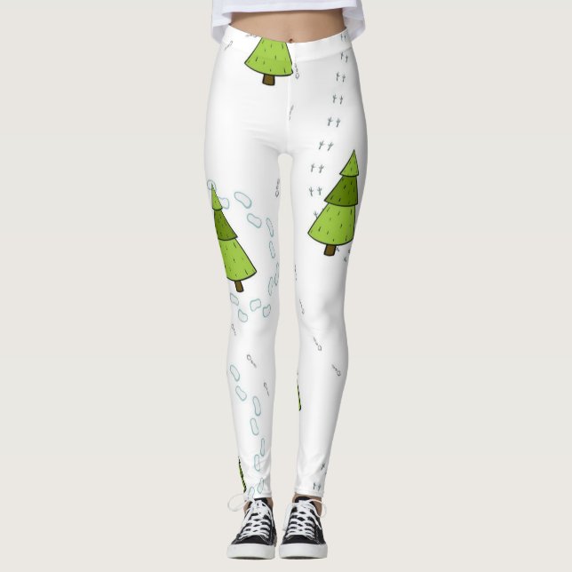 Leggings patrón de árbol de Navidad (Anverso)