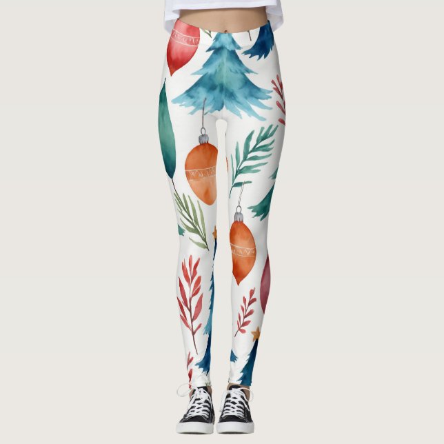 Leggings Patrón de árbol de Navidad (Anverso)