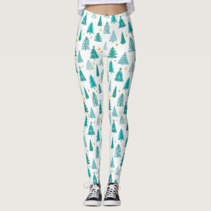 Leggings Patrón de árbol de Navidad del bosque invernal ver
