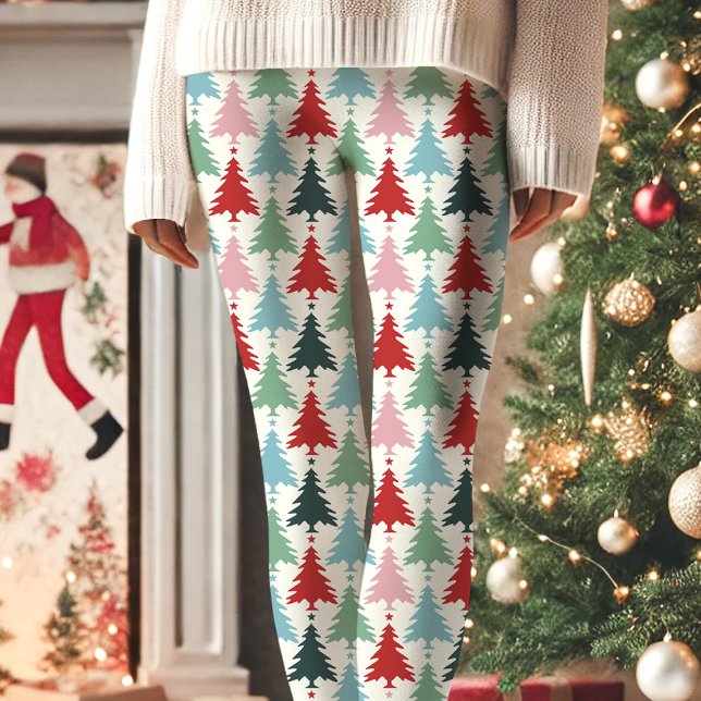 Leggings Patrón de árbol de Navidad multicolor festivo (Subido por el creador)