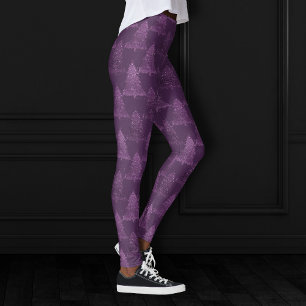 Leggings Patrón de árbol móvil Navidades de ciruela profu