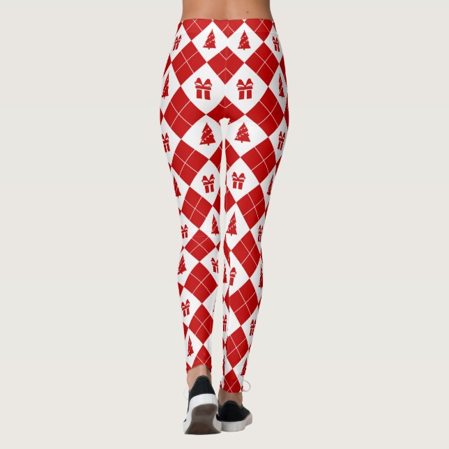Leggings Patrón de árboles de Navidad con cajas de regalo (Reverso)