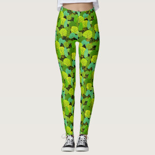 Leggings Patrón de árboles verdes 01.b. Black BG