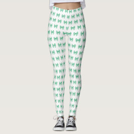 Leggings Patrón de arco de gingham verde blanco