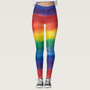 Leggings Patrón de arcoiris de color de color del orgullo L