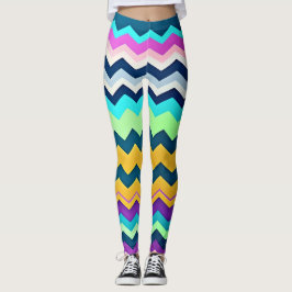Leggings Patrón de arcoiris pastel en zigzag