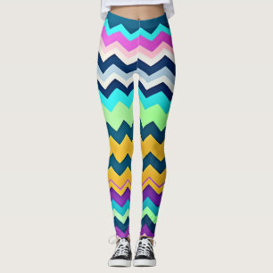 Leggings Patrón de arcoiris pastel en zigzag
