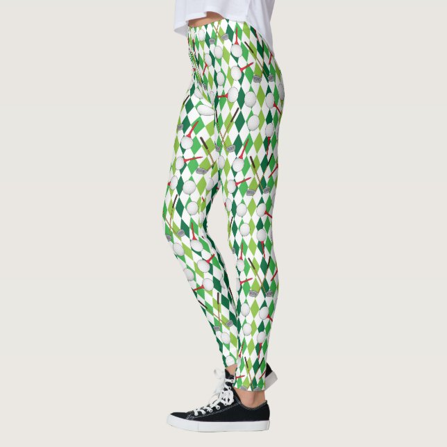 Leggings Patrón de Argel Blanco Verde Golf (Izquierda)
