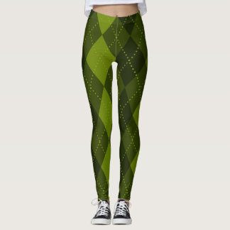 Leggings Patrón de arglos - Verde de oliva oscuro