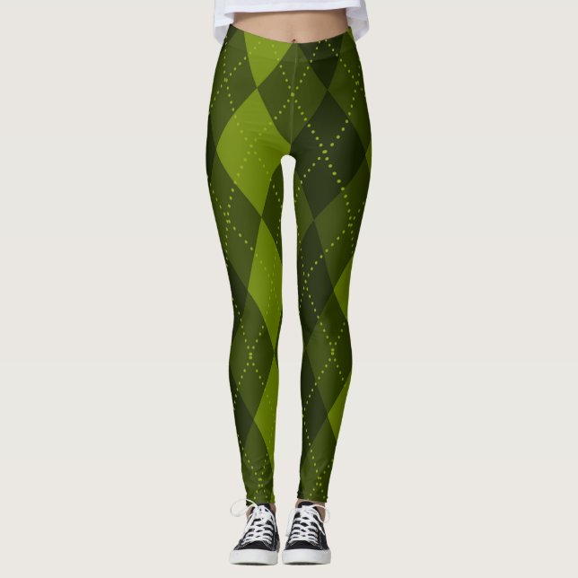Leggings Patrón de arglos - Verde de oliva oscuro (Anverso)