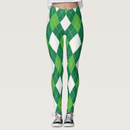 Leggings Patrón de arglos verde y blanco