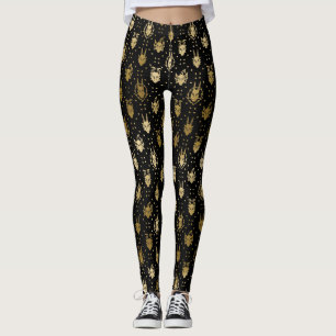 Leggings Patrón de Argyle de Dragón negro y dorado