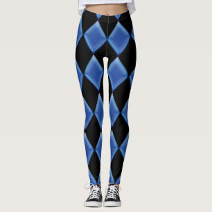 Leggings Patrón de arlequín de vidrio azul