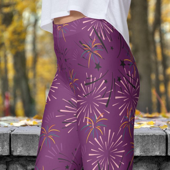 Leggings Patrón de arranque violento púrpura (Starburst over Byzantium Purple)