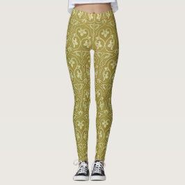 Leggings Patrón de Art Nouveau verde sabio y oro