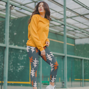 Leggings Patrón de arte abstracto azul, gris y Naranja