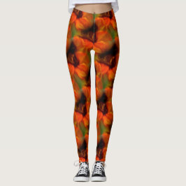 Leggings Patrón De Arte Abstracto De naranja Y Marrón