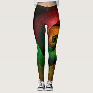 Leggings Patrón de arte abstracto moderno de floración verd