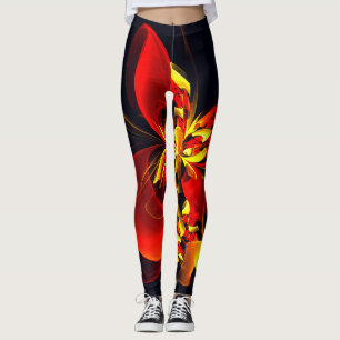 Leggings Patrón de arte abstracto moderno floral amarillo r