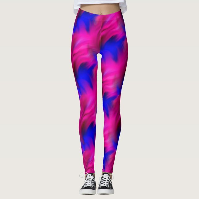 Leggings Patrón De Arte Abstrato Oscuro Y Azul (Anverso)