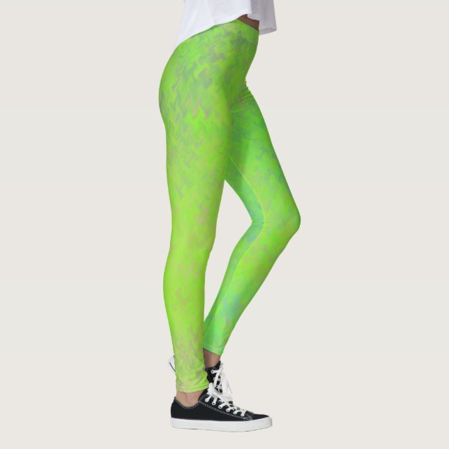 Leggings Patrón de arte adorable Lime Green Marble (Derecha)