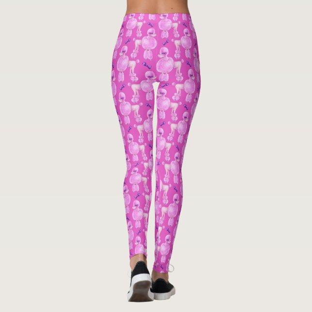 Leggings Patrón de arte animal acuarela de perro canino ros (Reverso)