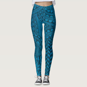 Leggings Patrón de arte azul abstracto