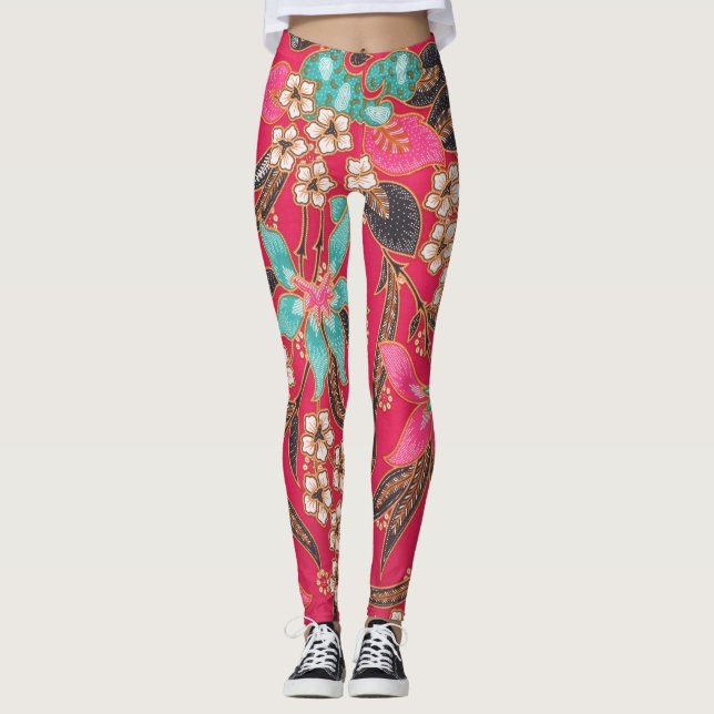 Leggings Patrón de arte batik indonesio malasio (Anverso)