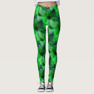 Leggings Patrón de arte brillante del Resumen Verde