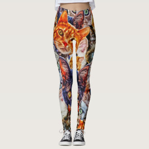 Leggings Patrón de arte de gato