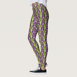Leggings Patrón de arte de la naturaleza Purple Berries