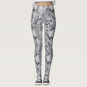 Leggings Patrón de arte de línea de tulipán geométrico mode