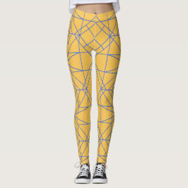 Leggings Patrón de arte de línea geométrica azul intrincado