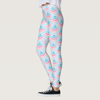 Leggings Patrón de arte de los círculos de onda azul de Aqu