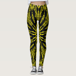Leggings patrón de arte de mandala vibrante amarillo abstra