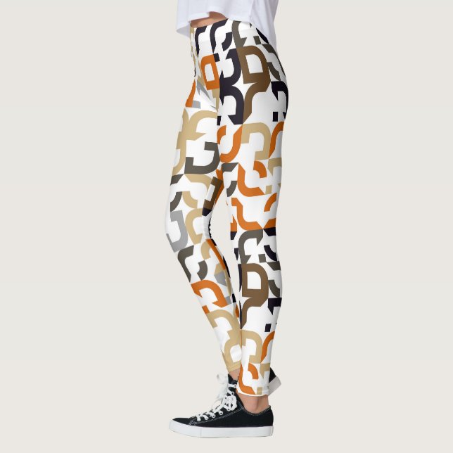 Leggings Patrón de arte de medio siglo del Naranja beige ne (Izquierda)