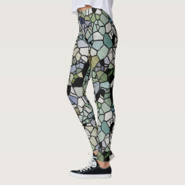 Leggings Patrón de arte del azote verde azul Verde azulado 