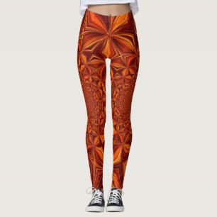 Leggings Patrón de arte digital del Kaleidoscope rojo-28503