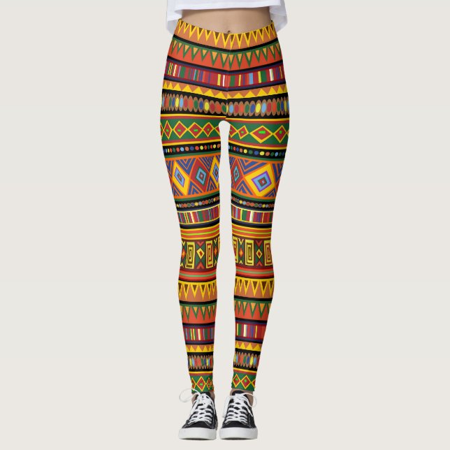 Leggings Patrón de arte étnico de África (Anverso)
