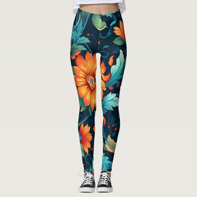Leggings Patrón de arte Floral Boho (Anverso)