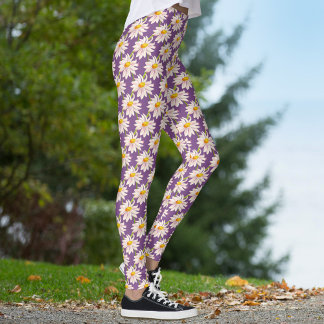 Leggings Patrón de arte floral de las cadenas de margarita