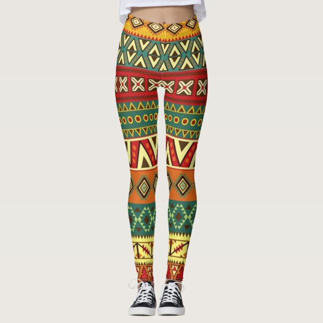Leggings Patrón de arte folclórico mexicano (Anverso)