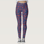 Leggings Patrón de arte folclórico rojo y azul Dala<br><div class="desc">Las leggings festivas y divertidas con un patrón de caballos de Dala suecos y decoraciones de estilo de arte folclórico son de estilo escandi cool en rojo clásico y azul marino. Un par con un suéter de isla grande y chunco para un ambiente acogedor y elegante.</div>