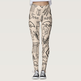 Leggings Patrón de arte lineal de la antigua Grecia