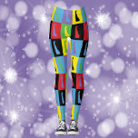 Leggings Patrón de arte pop de estado de esquema de Delawar<br><div class="desc">¿Estás orgulloso de Delawarean? Estas leggings tienen un divertido patrón de arte pop que presenta el contorno estatal de Delaware en amarillo,  negro,  azul,  verde,  rojo y morado.</div>