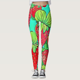 Leggings Patrón de arte pop de fresa