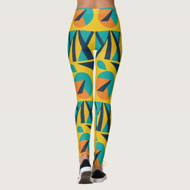 Leggings Patrón de arte pop retro geométrico (Reverso)