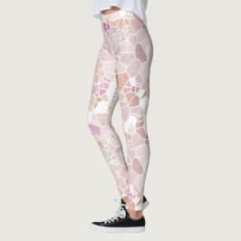 Leggings Patrón de arte retro pastel Rubor violeta rosa mos